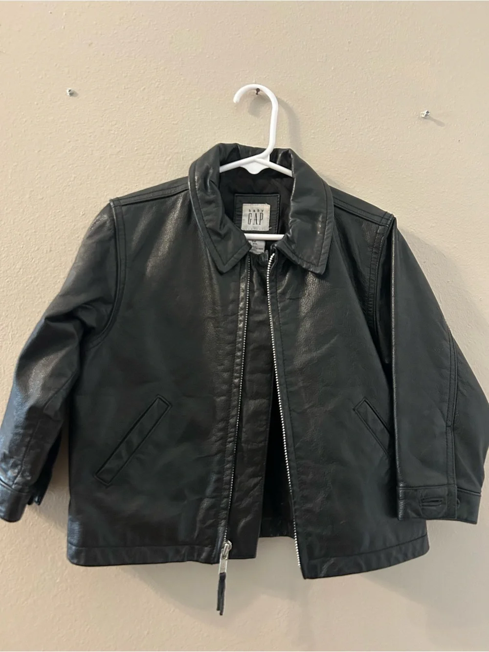 GAP Kids Black Leather Zip Jacket